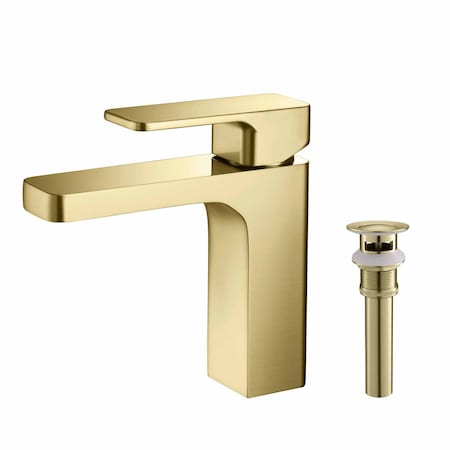 Kibi Blaze Single Handle Bathroom Vanity Sink Faucet with Pop Up Drain C-KBF1017BG-KPW100BG